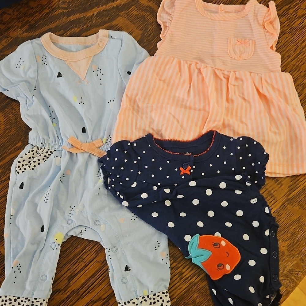 Carter's Blue, Pink, and Navy Bodysuits Set